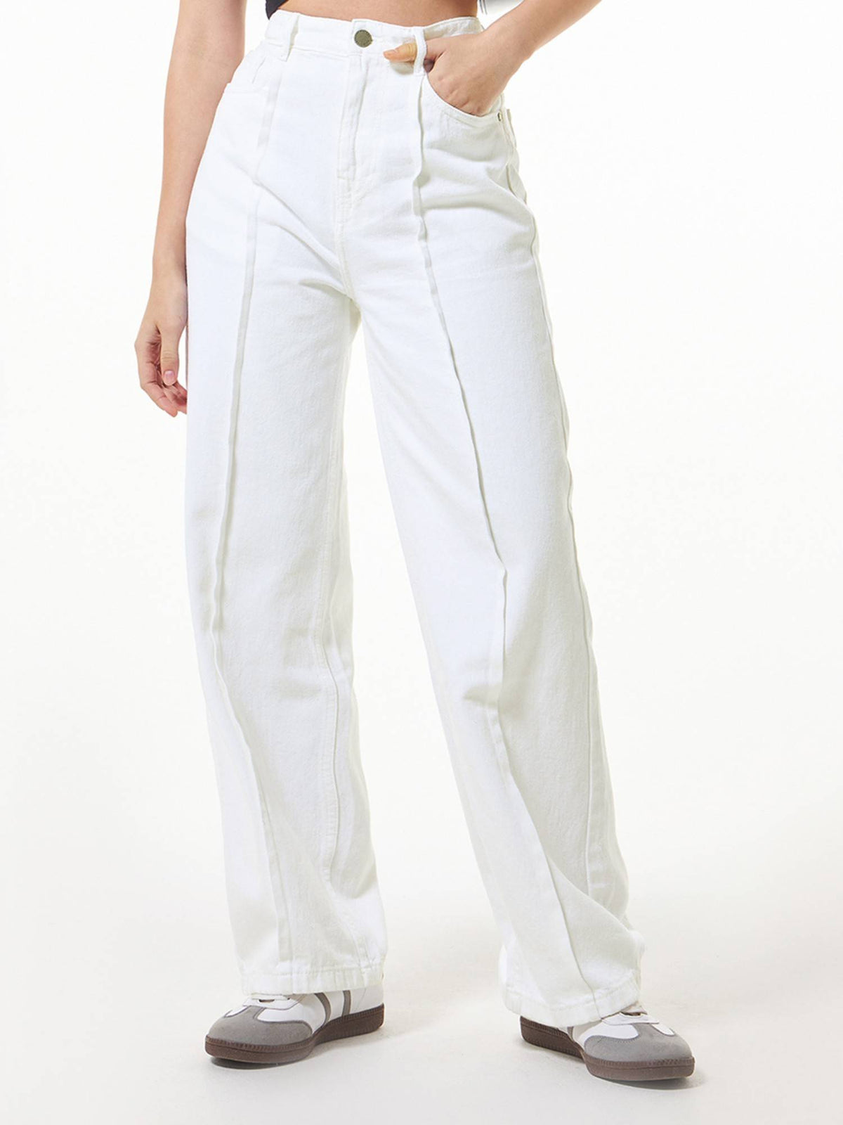Womens Blue Baggy Straight Fit Jeans | BG78 - view 8