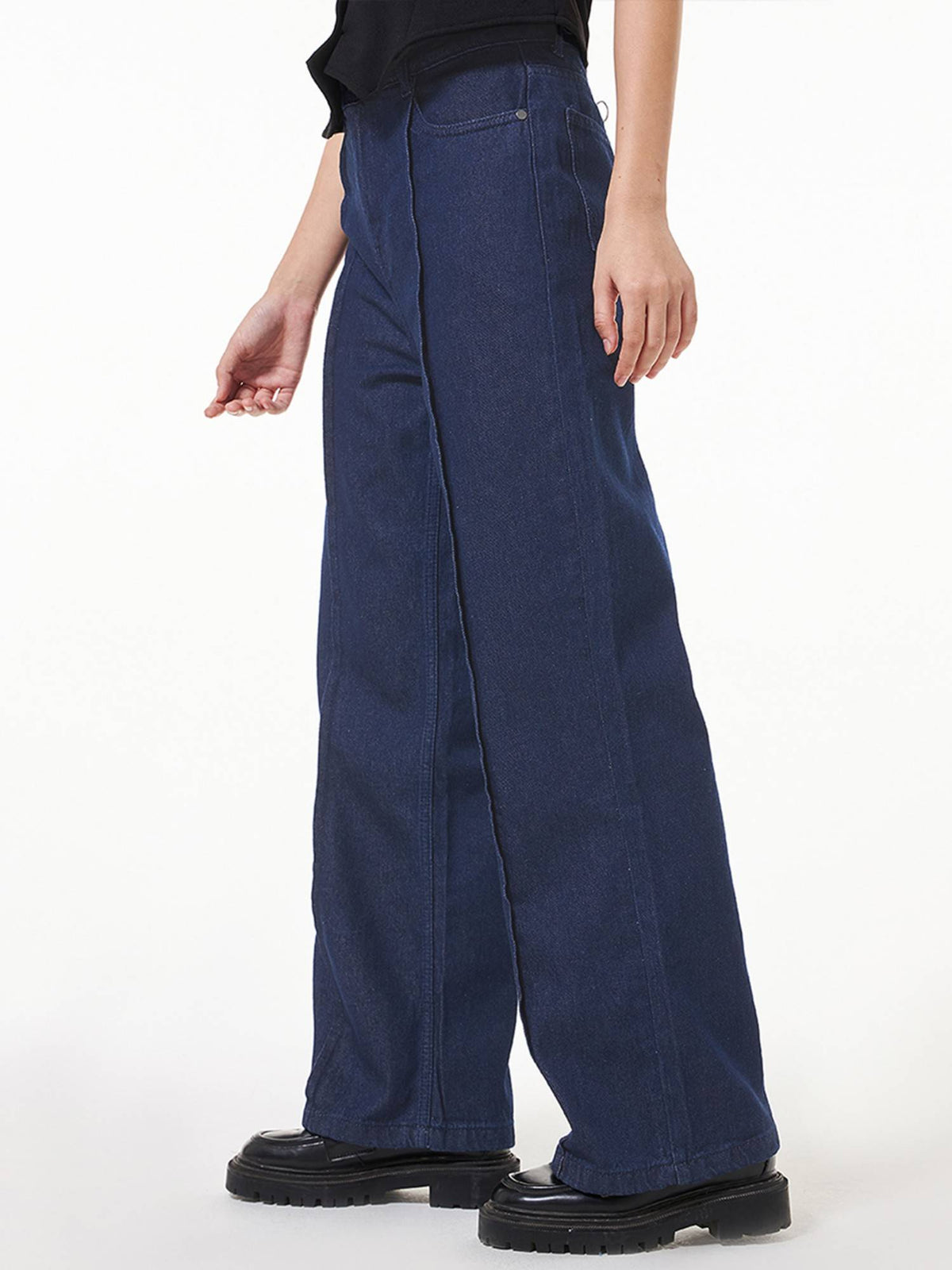 Womens Blue Baggy Straight Fit Jeans | BG78 - view 3
