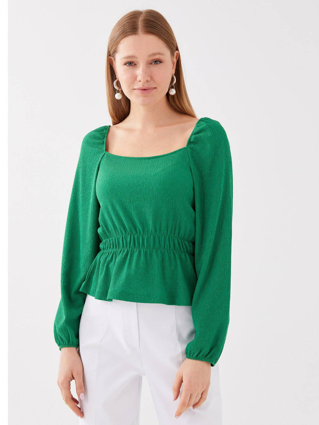 Green Peplum Top | pt51 - view 2