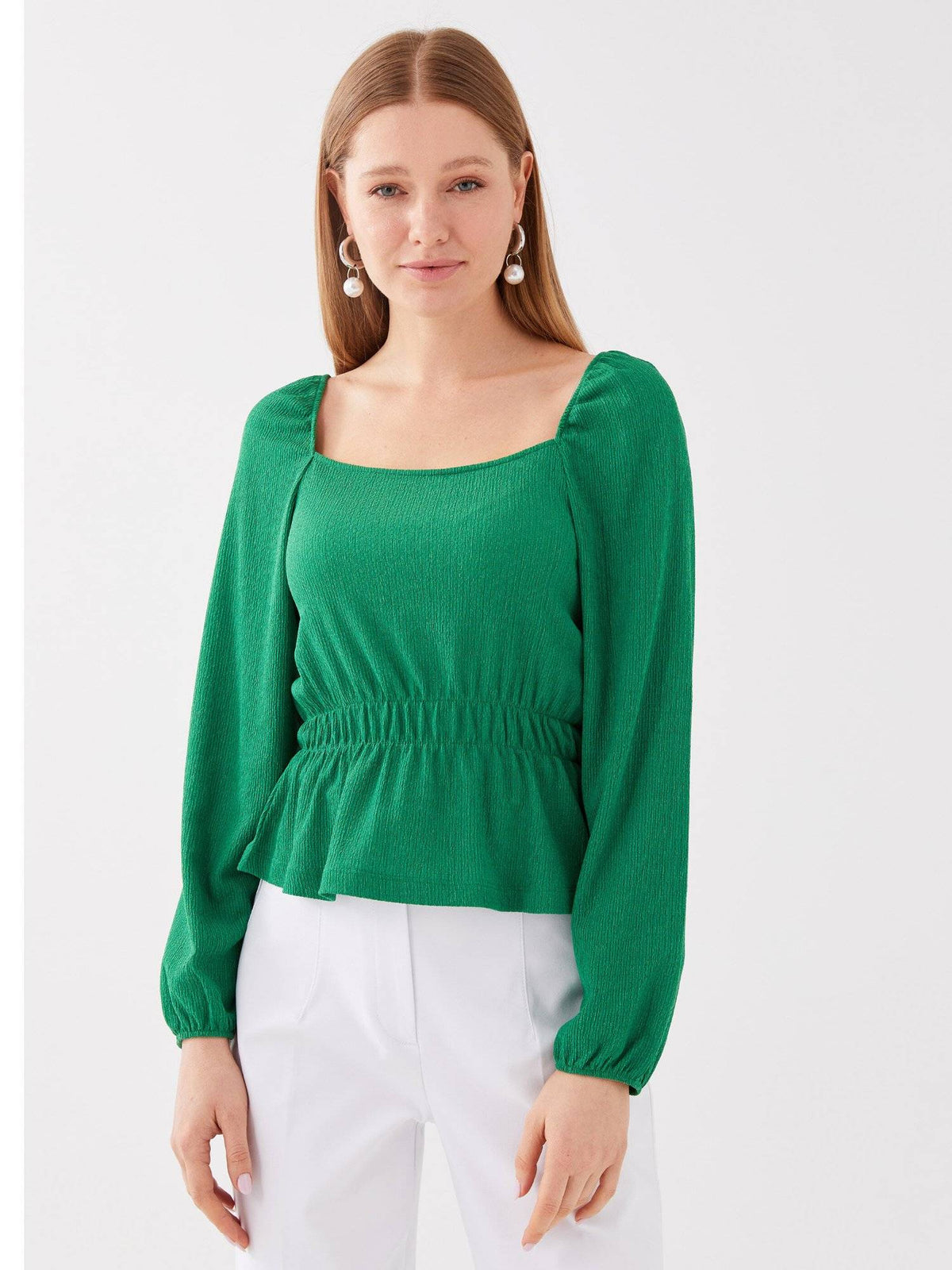 Green Peplum Top | pt51 - view 2