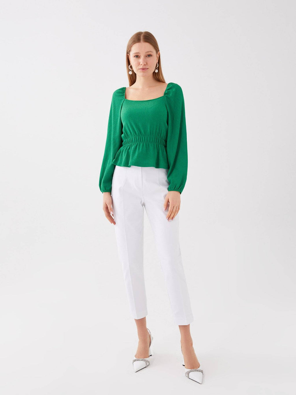 Green Peplum Top | pt51 - view 3