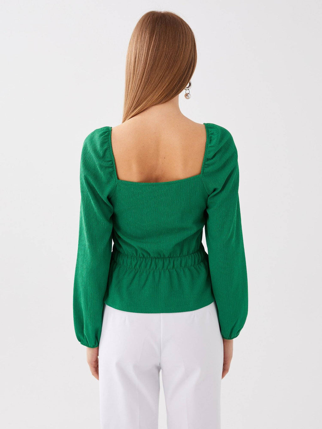 Green Peplum Top | pt51 - view 5