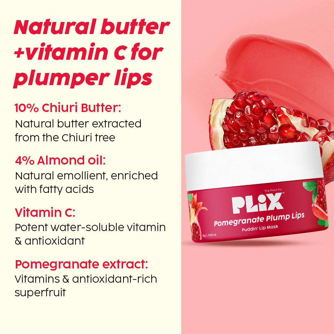 Pomegranate Plump Puddin Lip Mask & Bright Lips Scrub Combo | PL1 - view 3