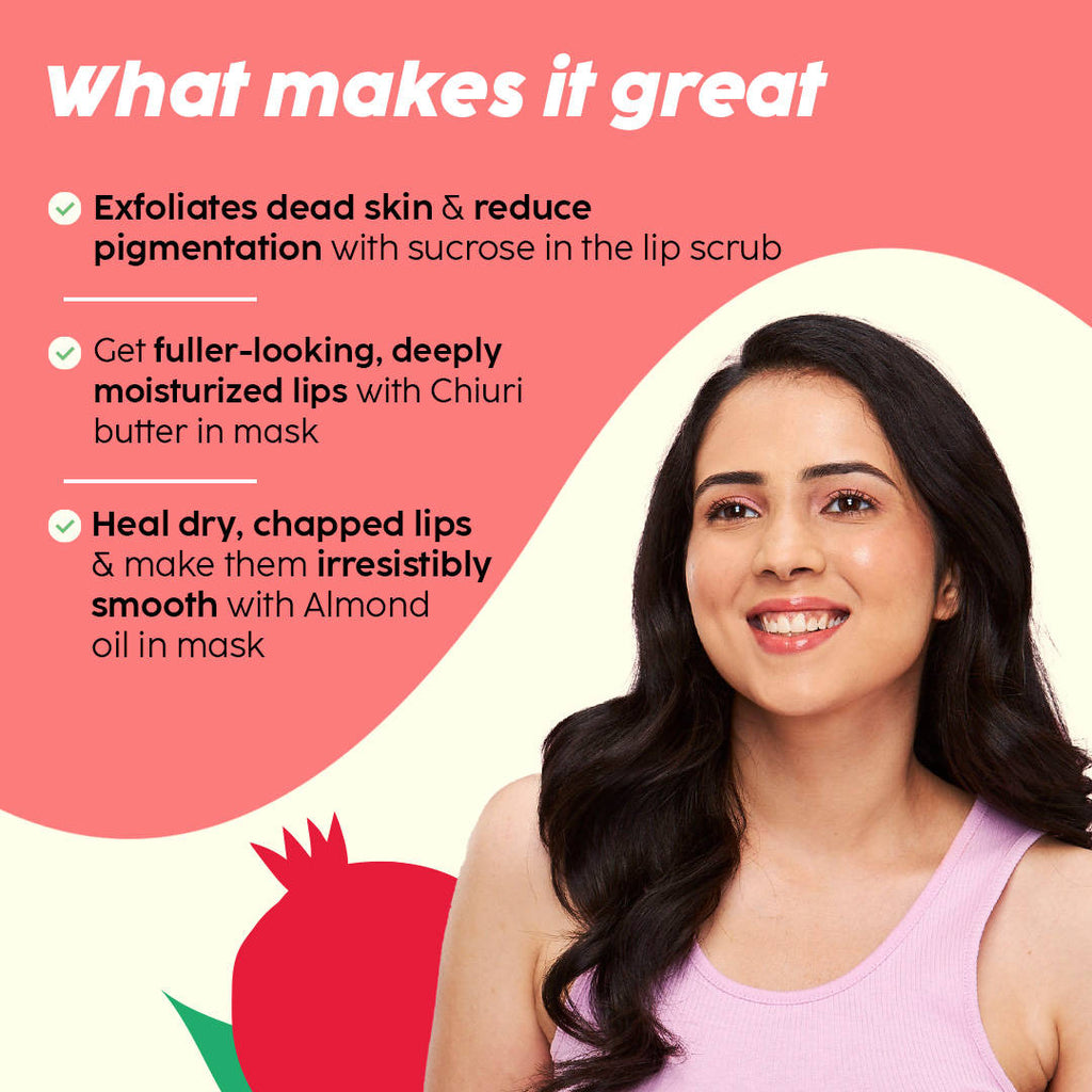 Pomegranate Plump Puddin Lip Mask & Bright Lips Scrub Combo | PL1 - view 5