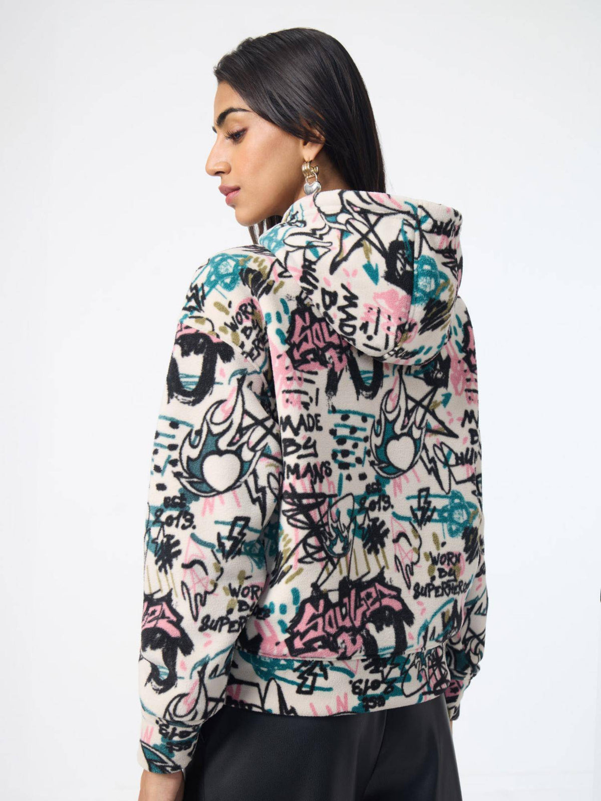 Pink Scribble Women Oversized Hoodie | HD56 - view 5