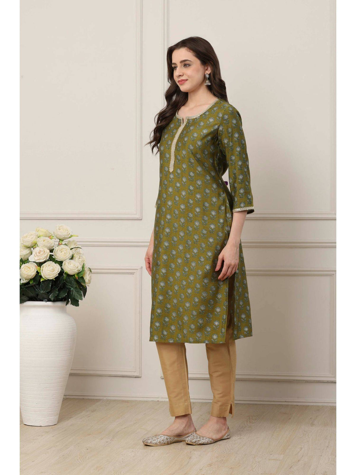 Women Orange Viscose Rayon Straight Printed Kurta | KDG - view 9