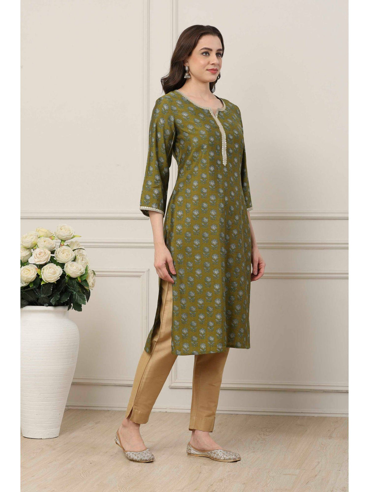 Women Orange Viscose Rayon Straight Printed Kurta | FY93 - view 11