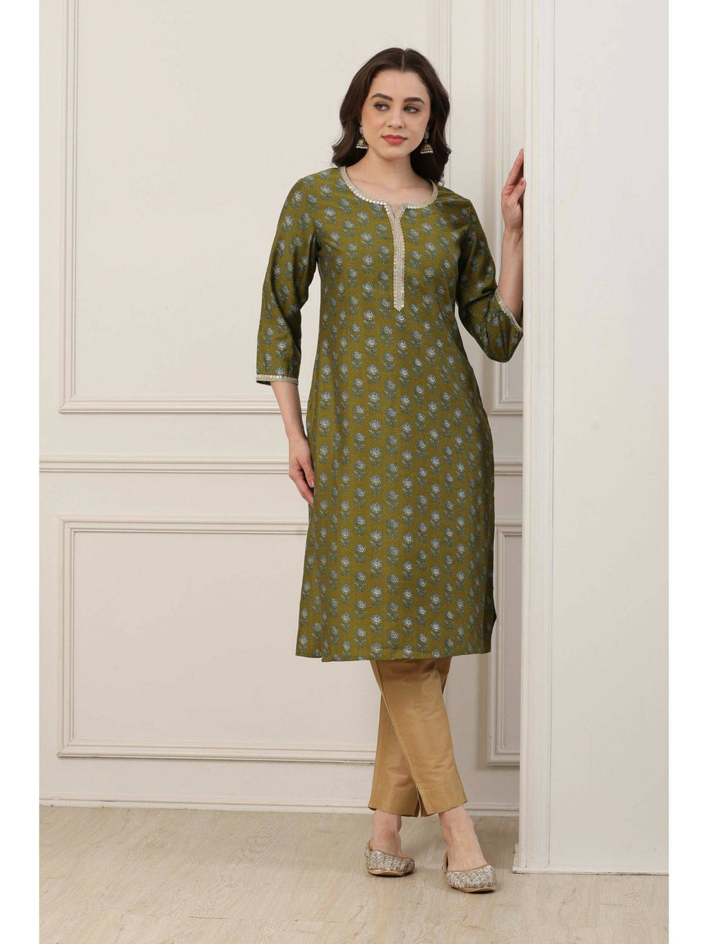 Women Orange Viscose Rayon Straight Printed Kurta | FY93 - view 12