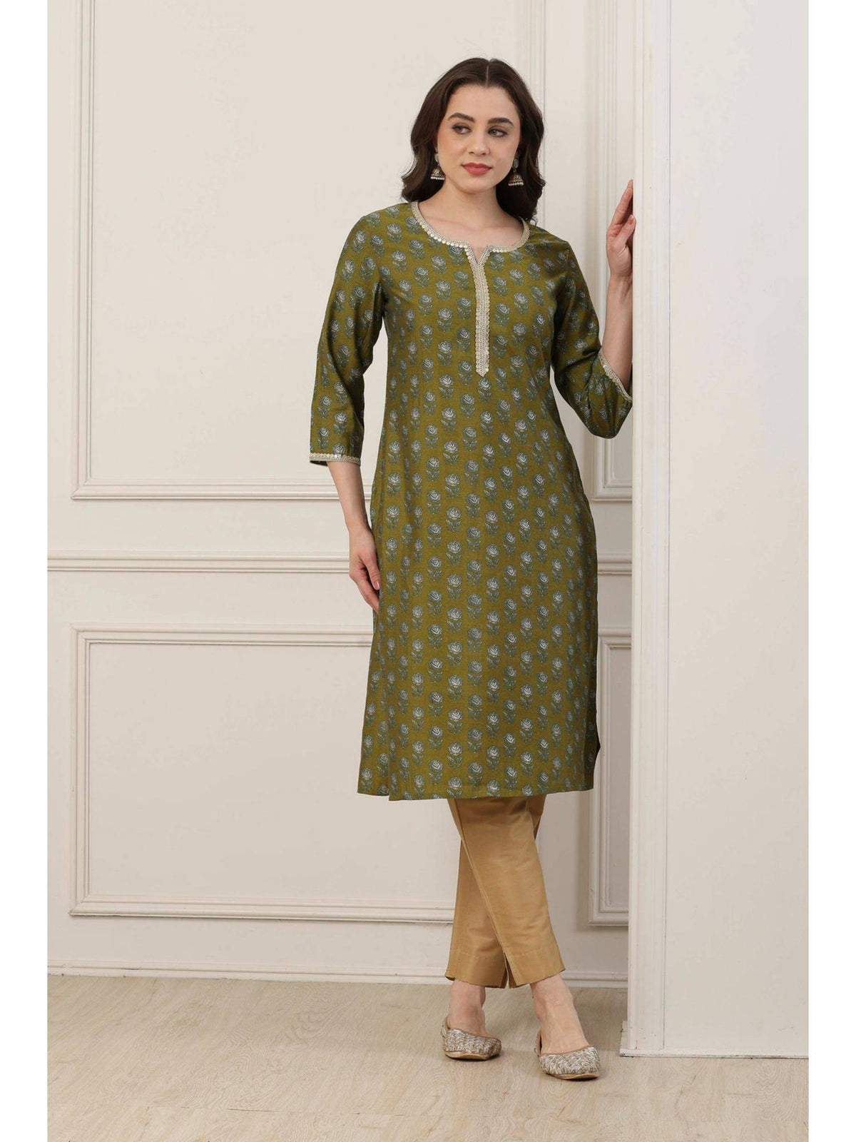 Women Orange Viscose Rayon Straight Printed Kurta | FY93 - view 12