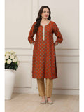 Women Orange Viscose Rayon Straight Printed Kurta | KDG - view 1