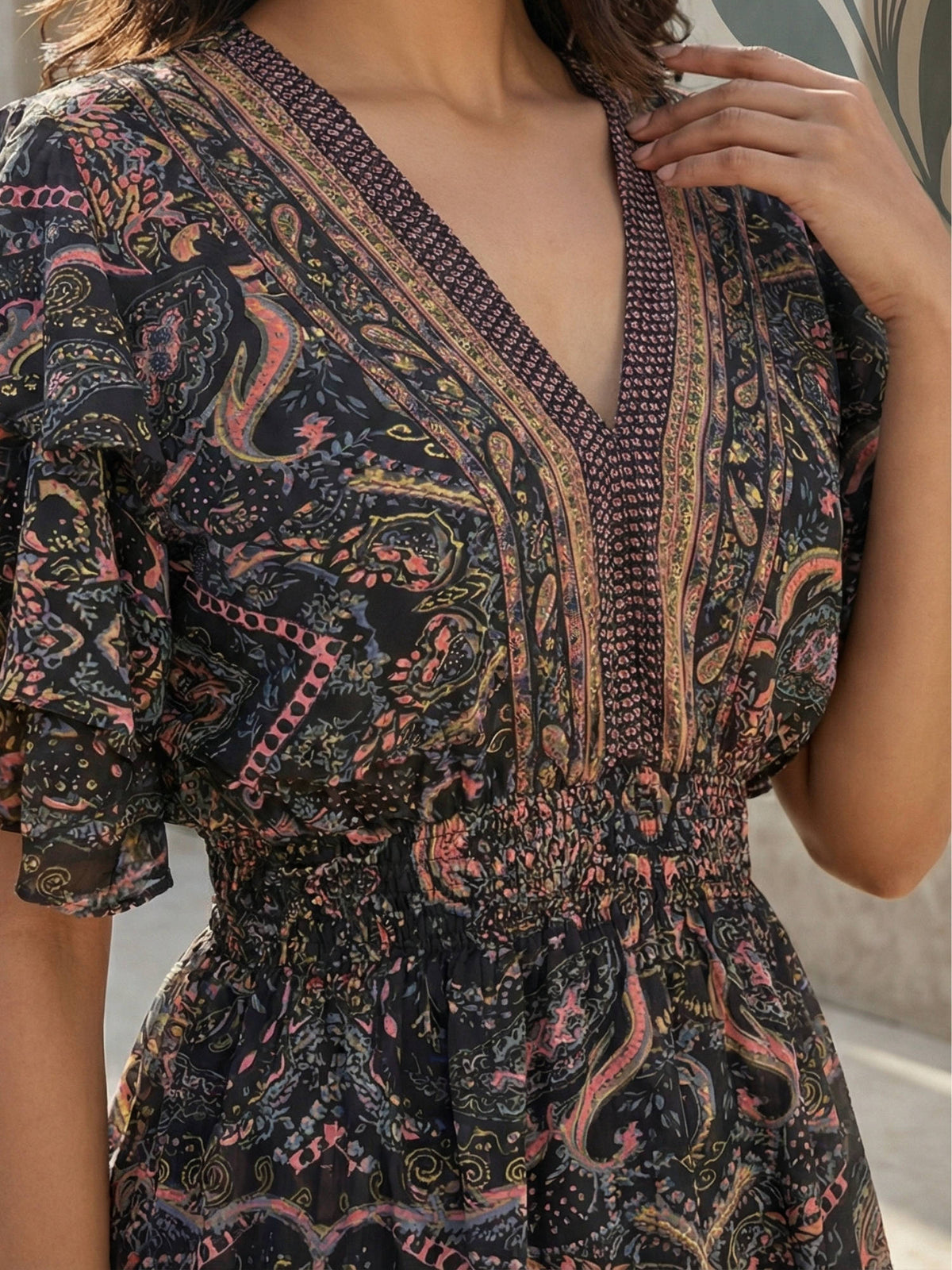 Maelira Twilight Vine Boho Peplum Top | pt51 - view 4