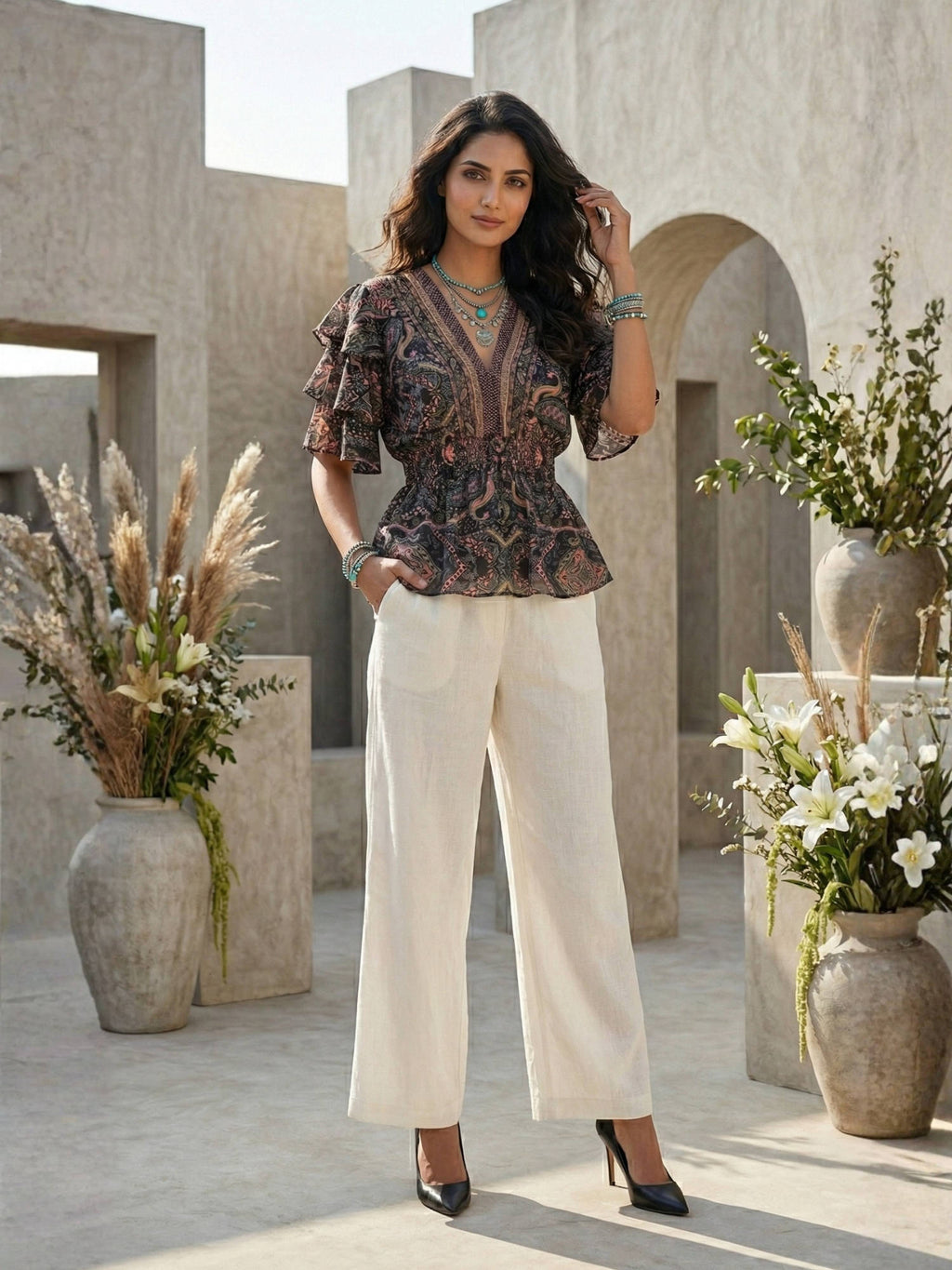 Iseren Coastal Muse Peplum Top | pt51 - view 13