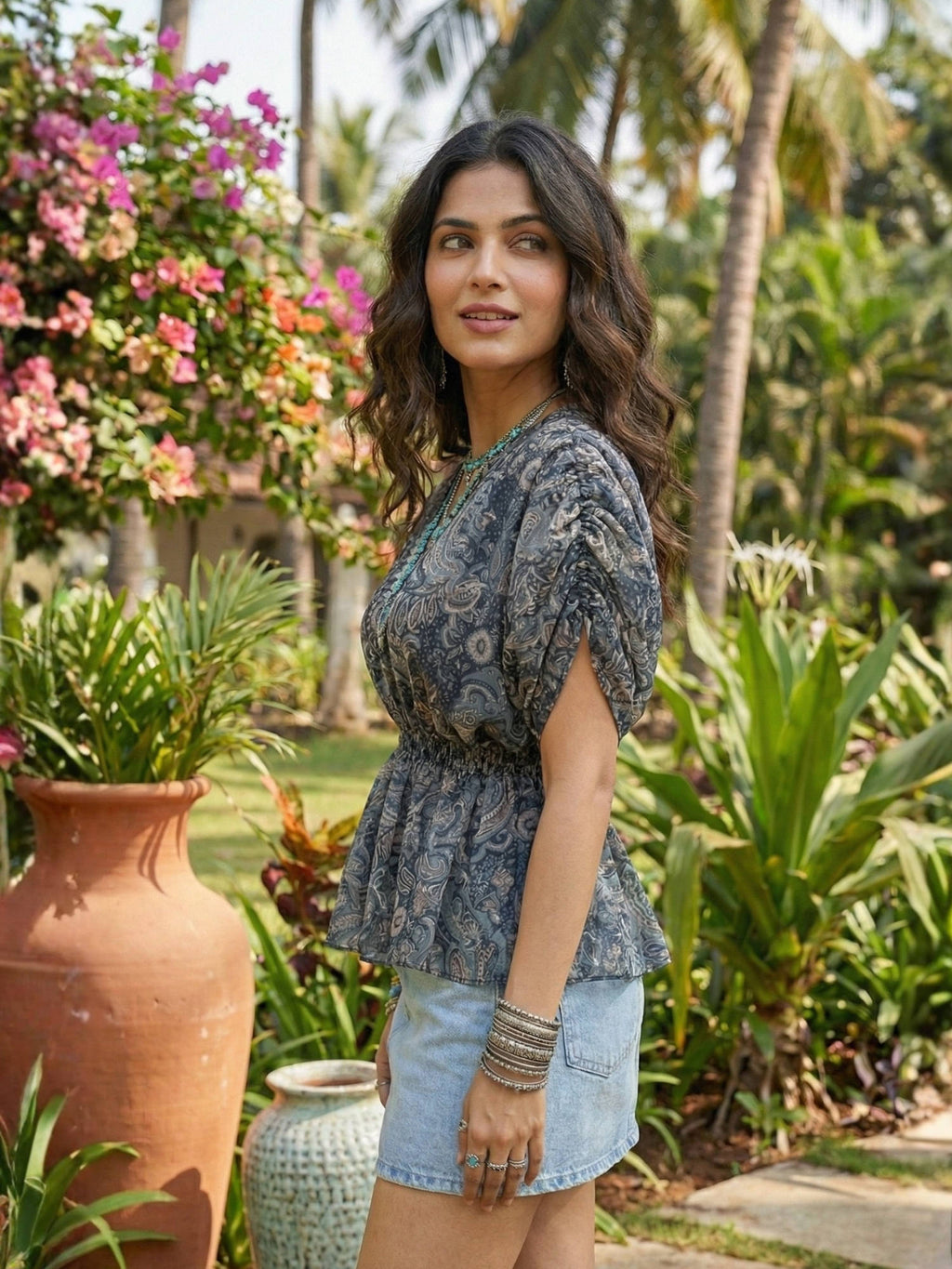 Celestine Moonshadow Boho Peplum Top | pt51 - view 3