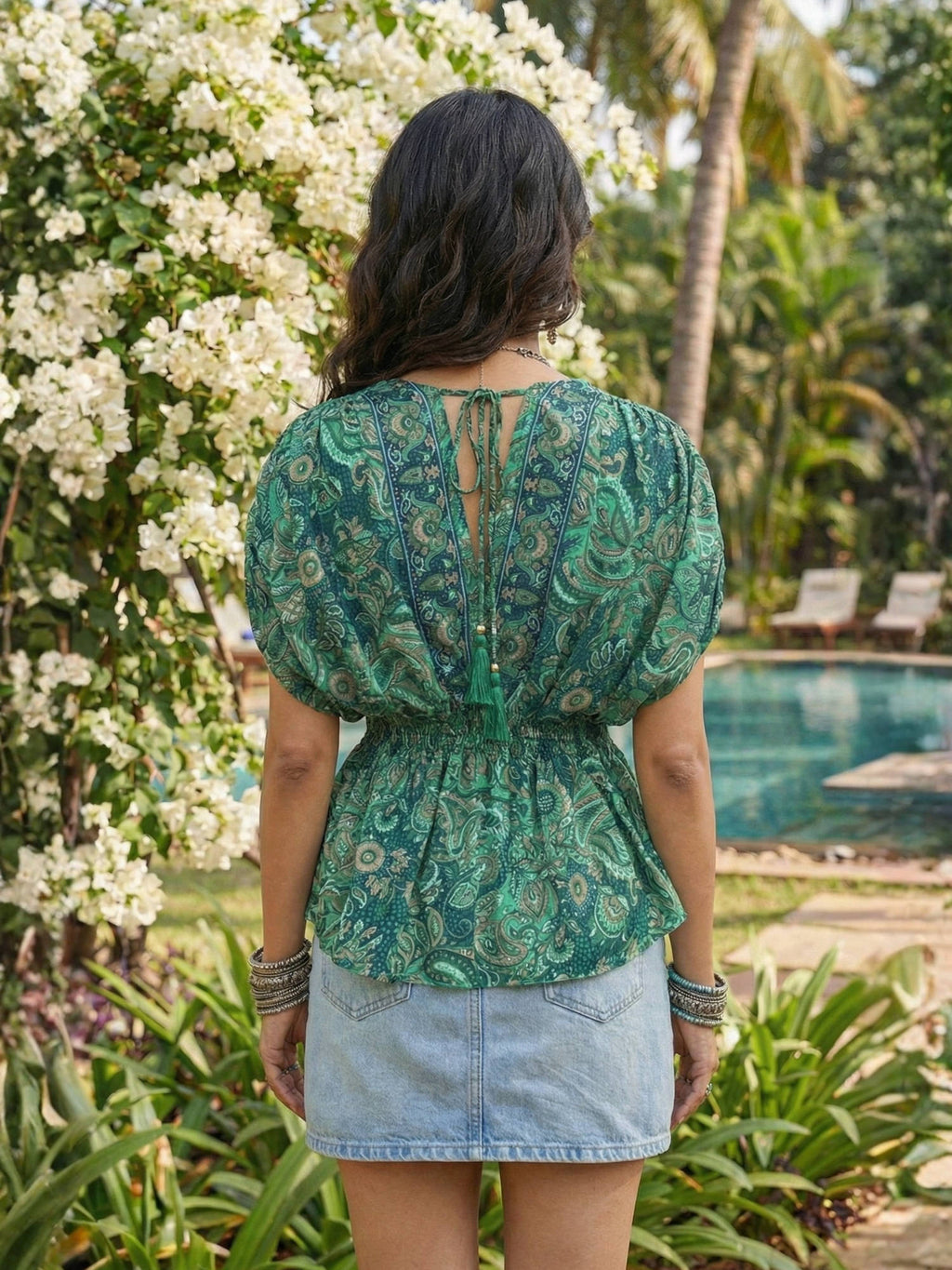 Elaris Emerald Whisper Boho Peplum Top | pt51 - view 2