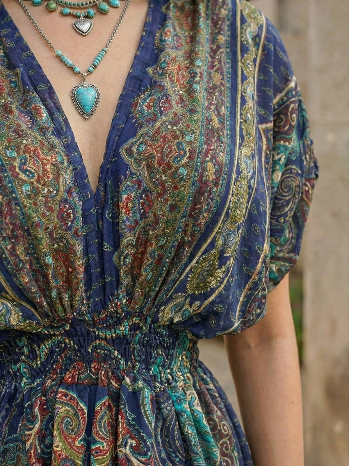 Calindra Navy Nomad Boho Peplum Top | pt51 - view 4