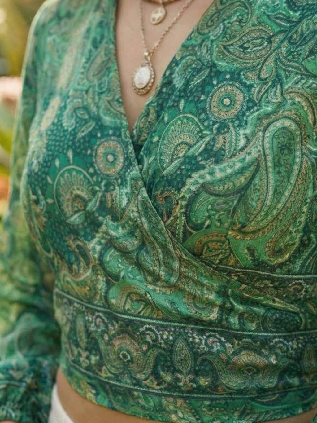 Elaria Smoke Paisley Boho Wrap Crop Top | CT61 - view 25