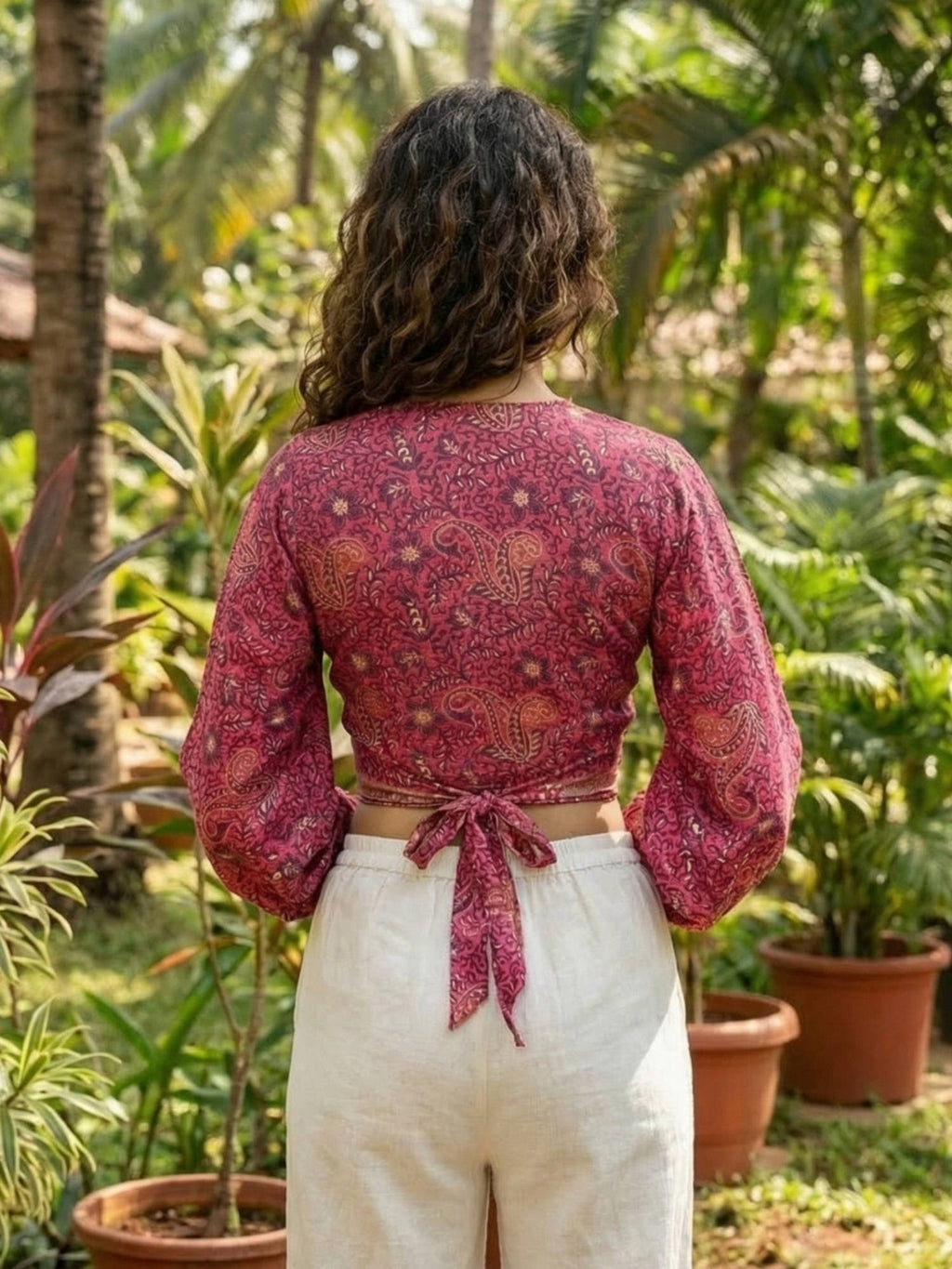 Elaria Smoke Paisley Boho Wrap Crop Top | CT61 - view 11