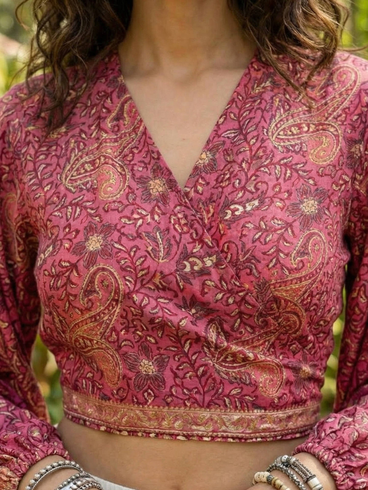 Elira Rosewood Paisley Boho Wrap Crop Top | CT61 - view 4