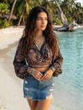 Lirenne Sunset Noir Boho Wrap Crop Top | CT61 - view 1