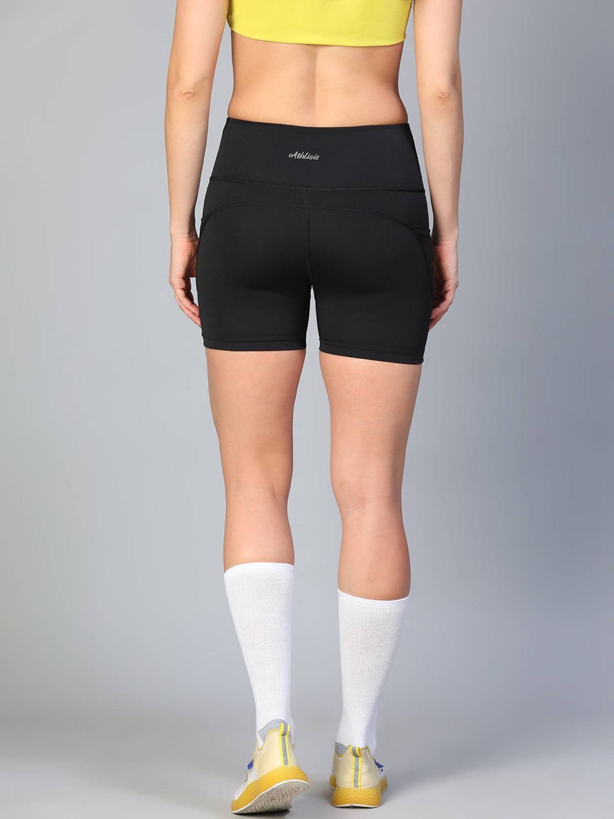 Women Black Solid Skinny Fit Sports Shorts - view 2