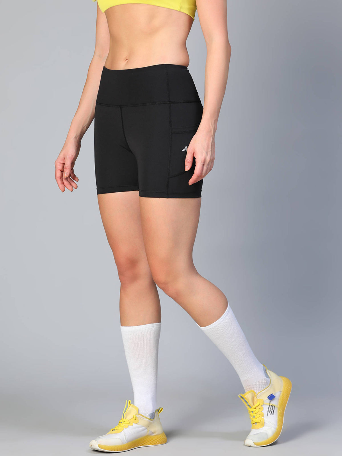 Women Black Solid Skinny Fit Sports Shorts - view 3