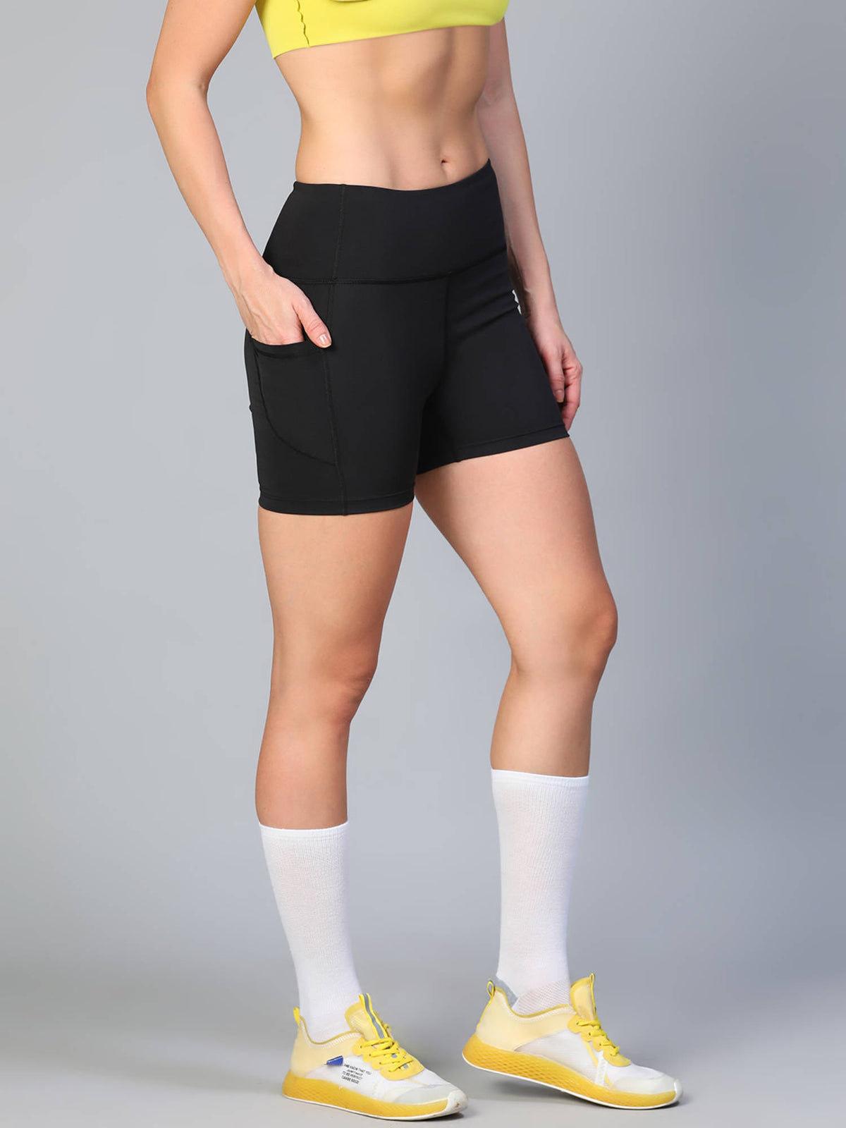 Women Black Solid Skinny Fit Sports Shorts - view 4