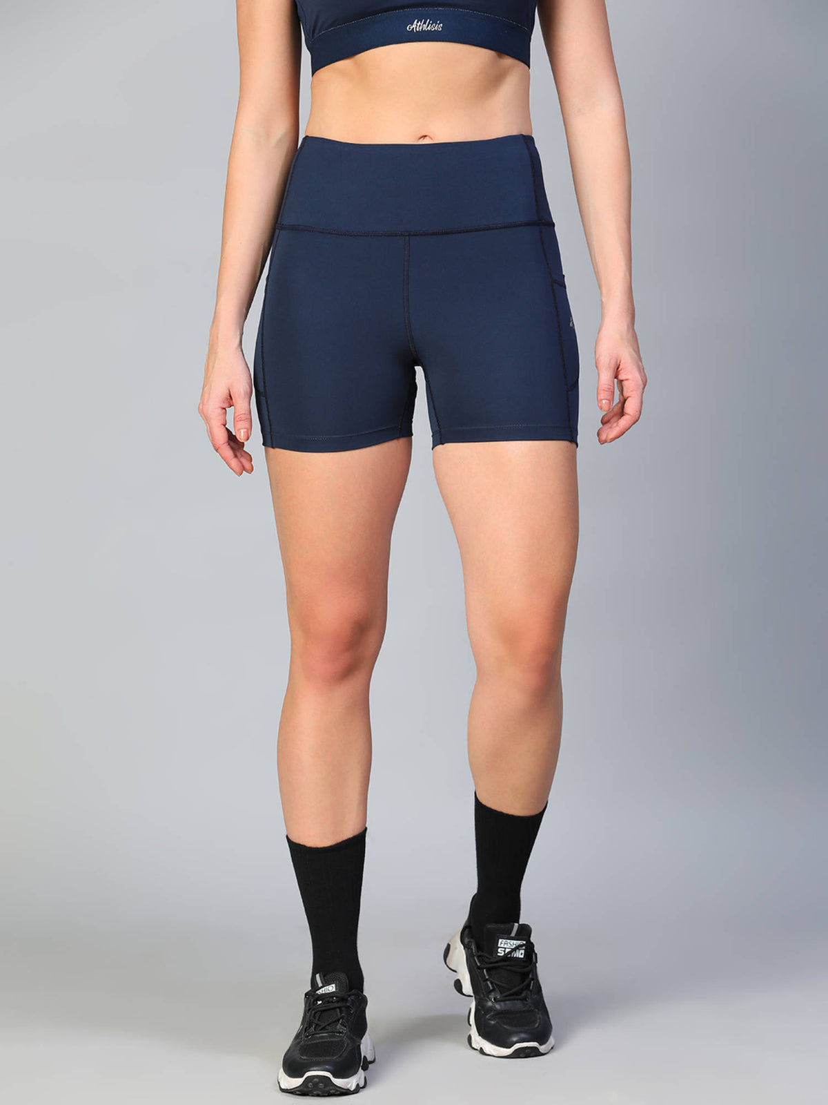 Women Black Solid Skinny Fit Sports Shorts - view 8