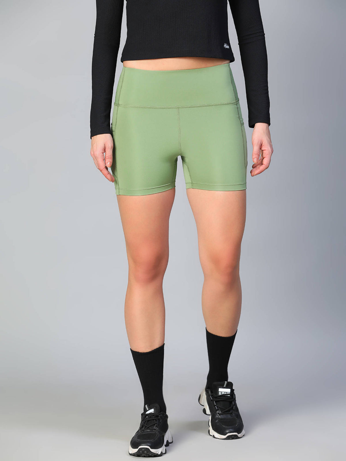 Women Black Solid Skinny Fit Sports Shorts - view 29