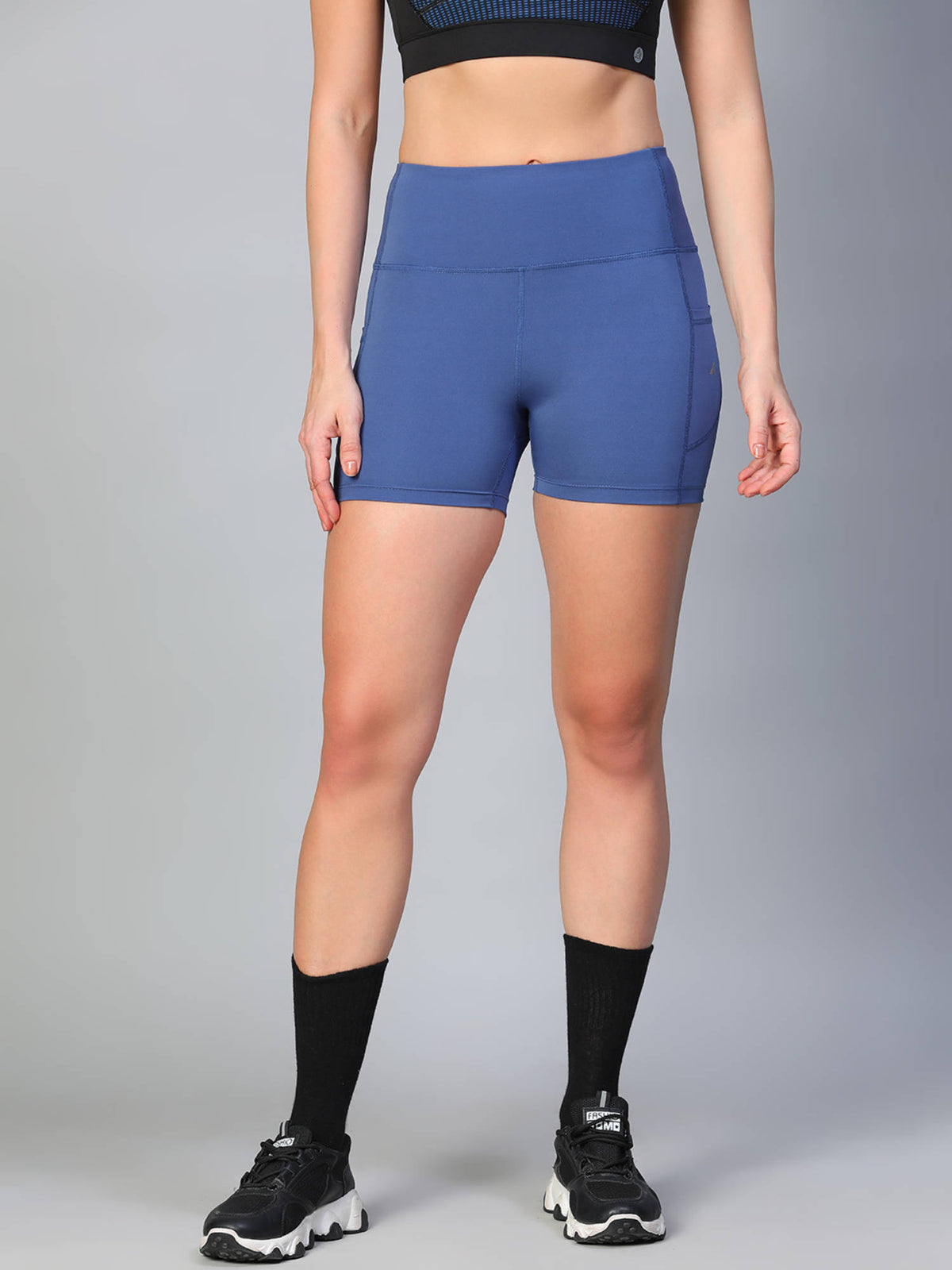 Women Black Solid Skinny Fit Sports Shorts - view 22