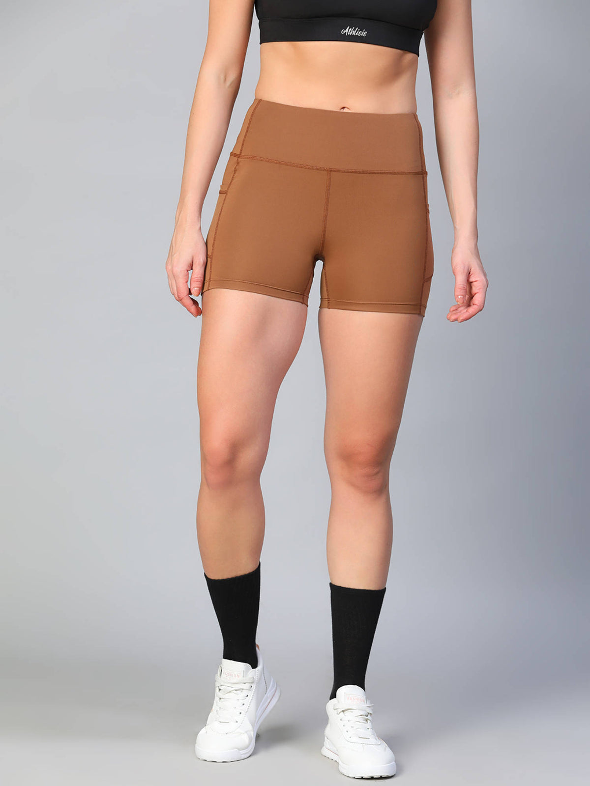 Women Black Solid Skinny Fit Sports Shorts - view 43