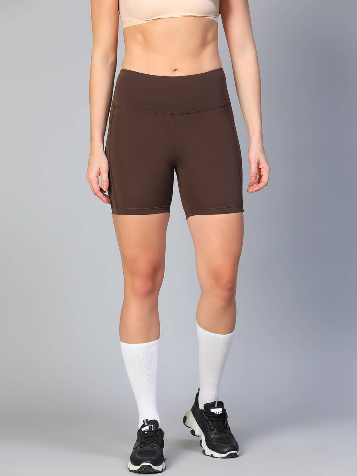 Women Brown Skinny Fit Training Sports Shorts - view 1