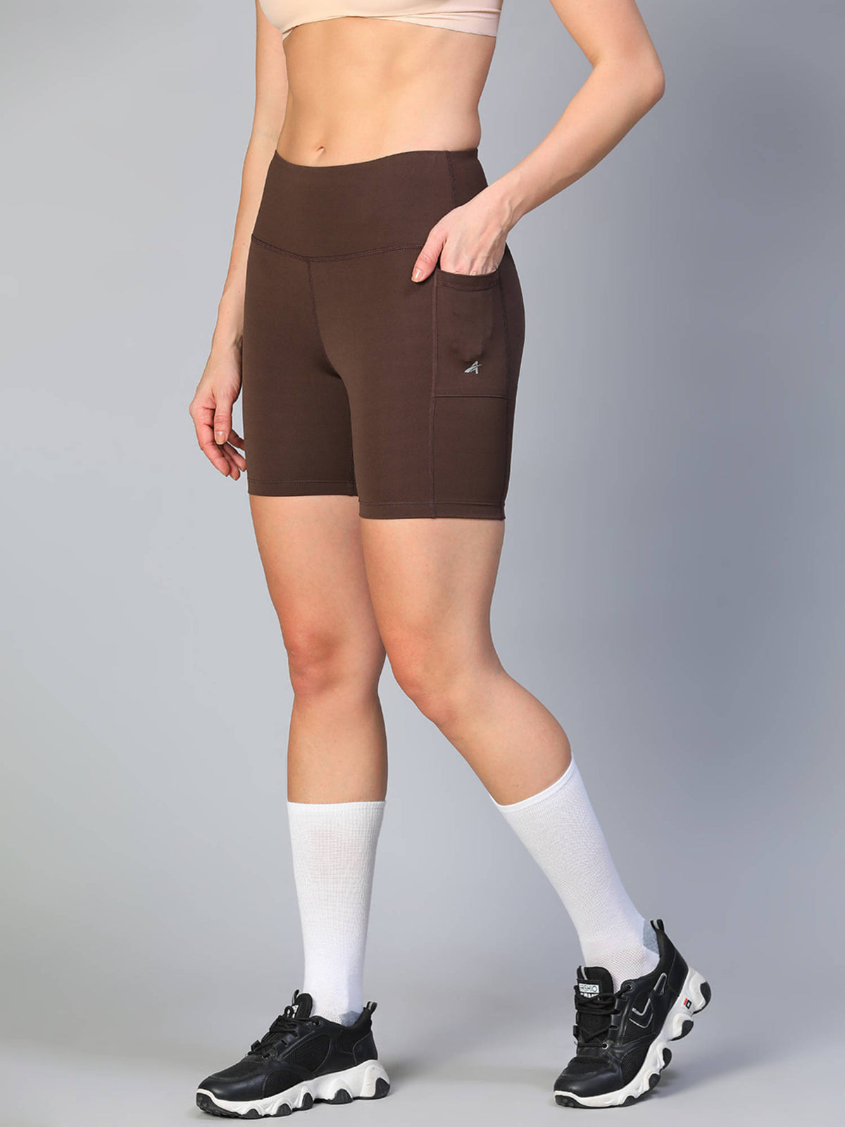 Women Brown Skinny Fit Training Sports Shorts - view 3
