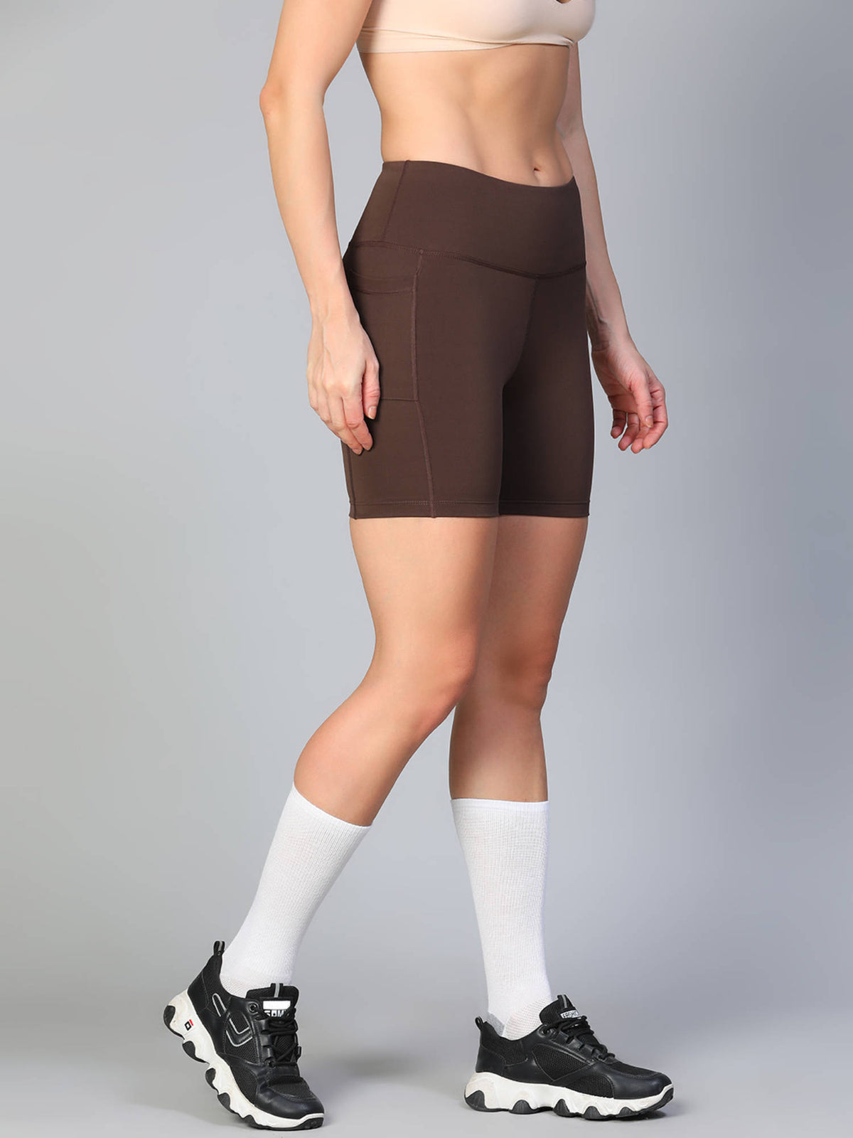 Women Brown Skinny Fit Training Sports Shorts - view 4