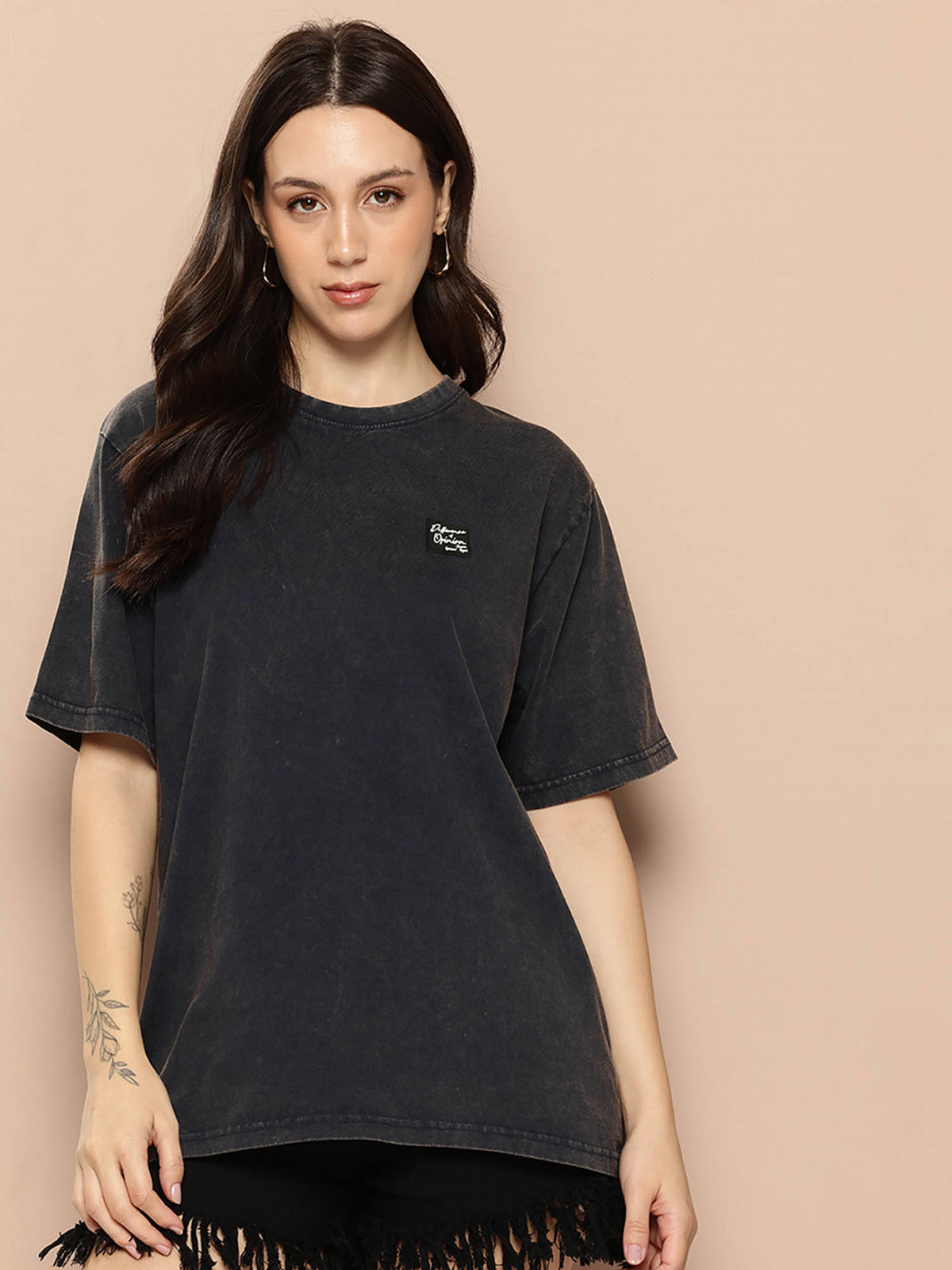 Charcoal Printed Oversized Fit T-Shirt | TS56 - view 3