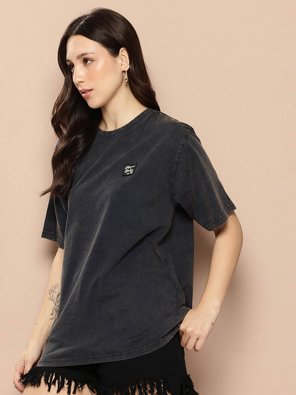 Charcoal Printed Oversized Fit T-Shirt | TS56 - view 4