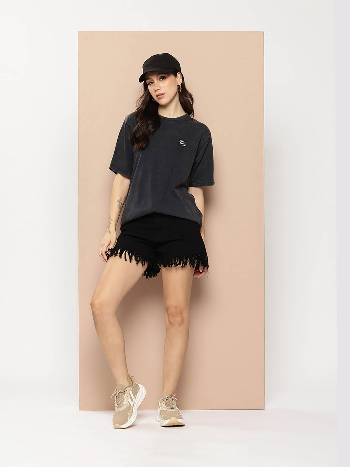 Charcoal Printed Oversized Fit T-Shirt | TS56 - view 5