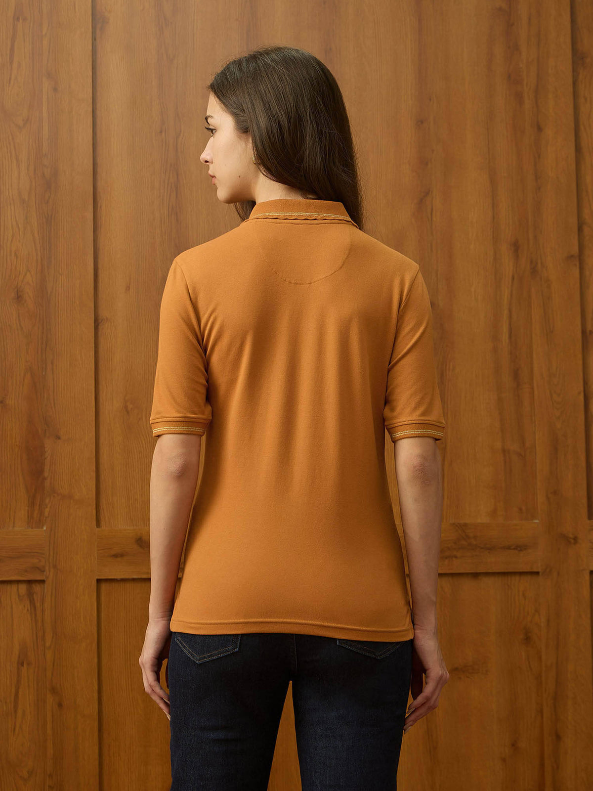Orange Solid Regular Fit Polo T-Shirt | PW43 - view 5