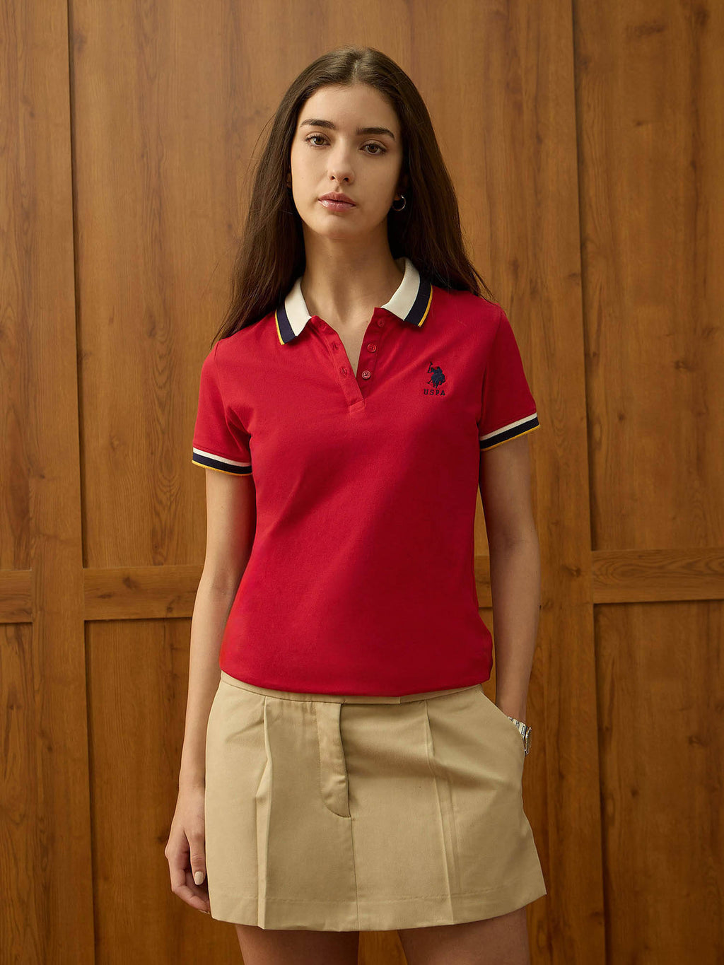 Red Solid Regular Fit Polo T-Shirt | PW43 - view 6