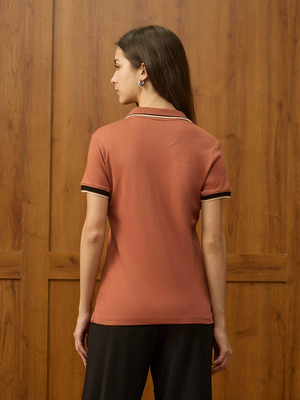 Peach Solid Regular Fit Polo T-Shirt | TS56 - view 5