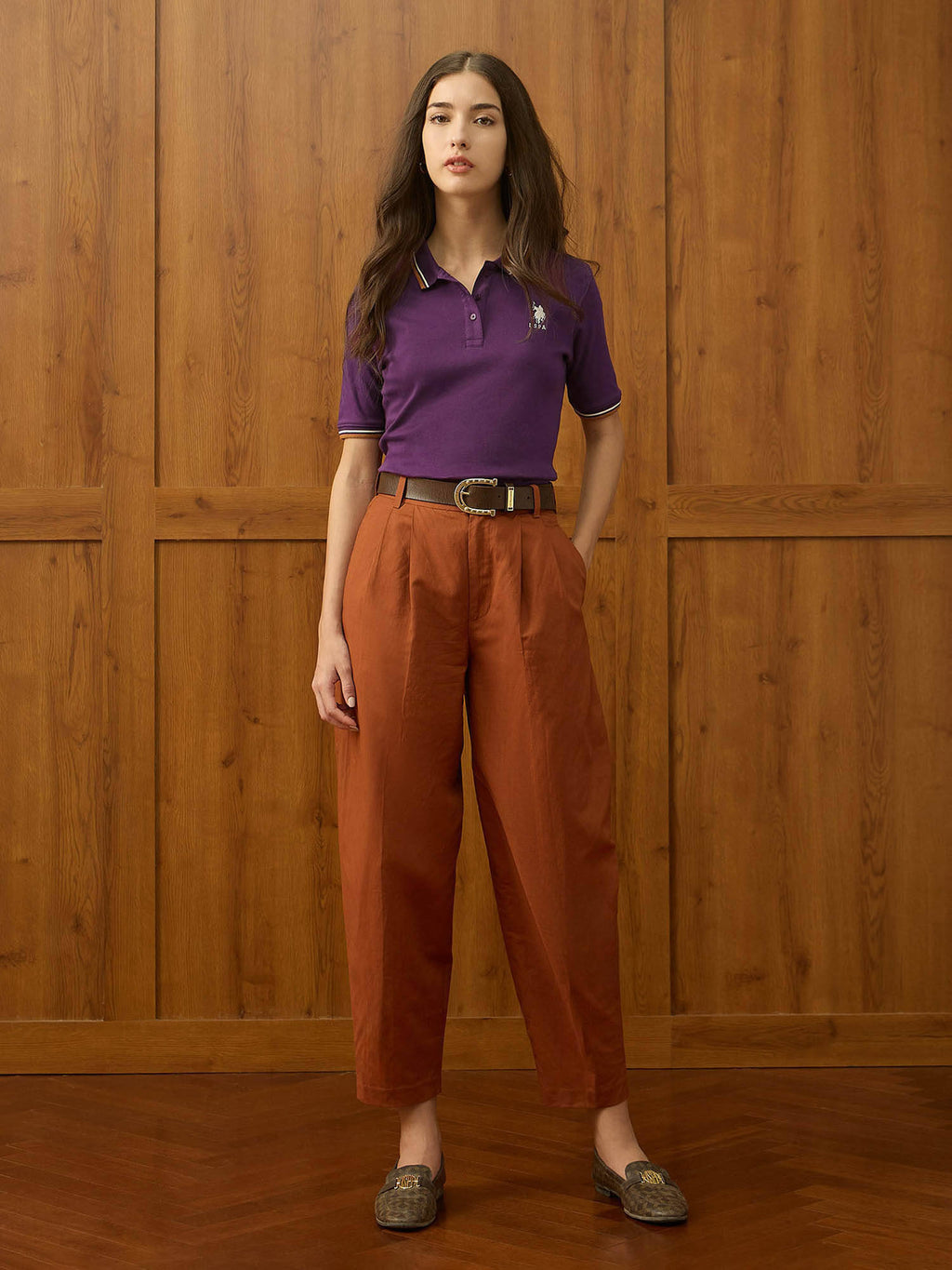 Purple Solid Regular Fit Polo T-Shirt | PW43 - view 3