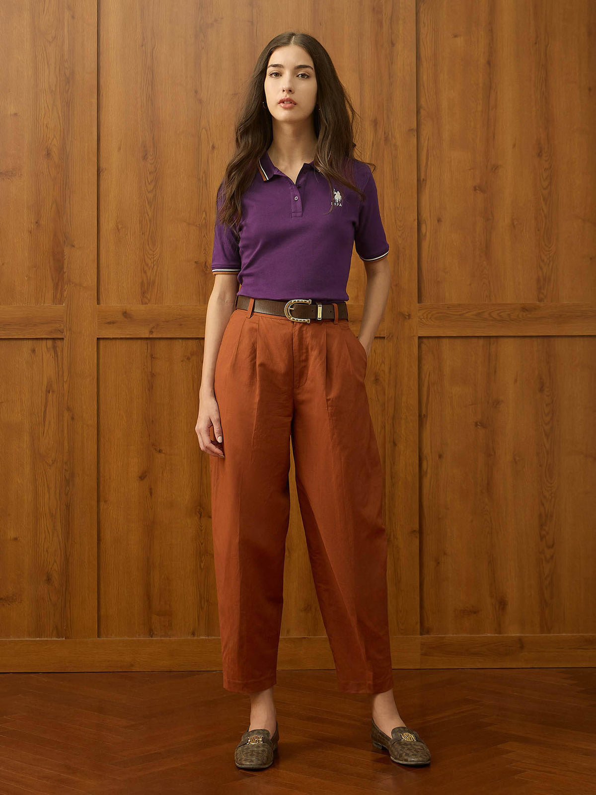 Purple Solid Regular Fit Polo T-Shirt | PW43 - view 3