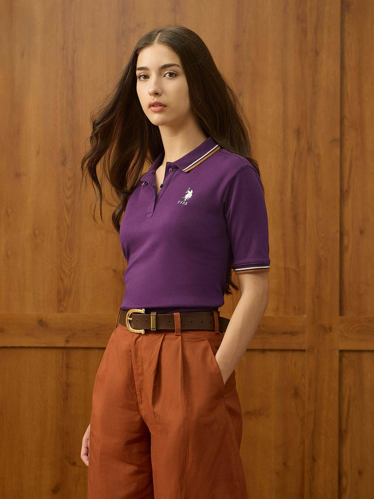 Purple Solid Regular Fit Polo T-Shirt | PW43 - view 4