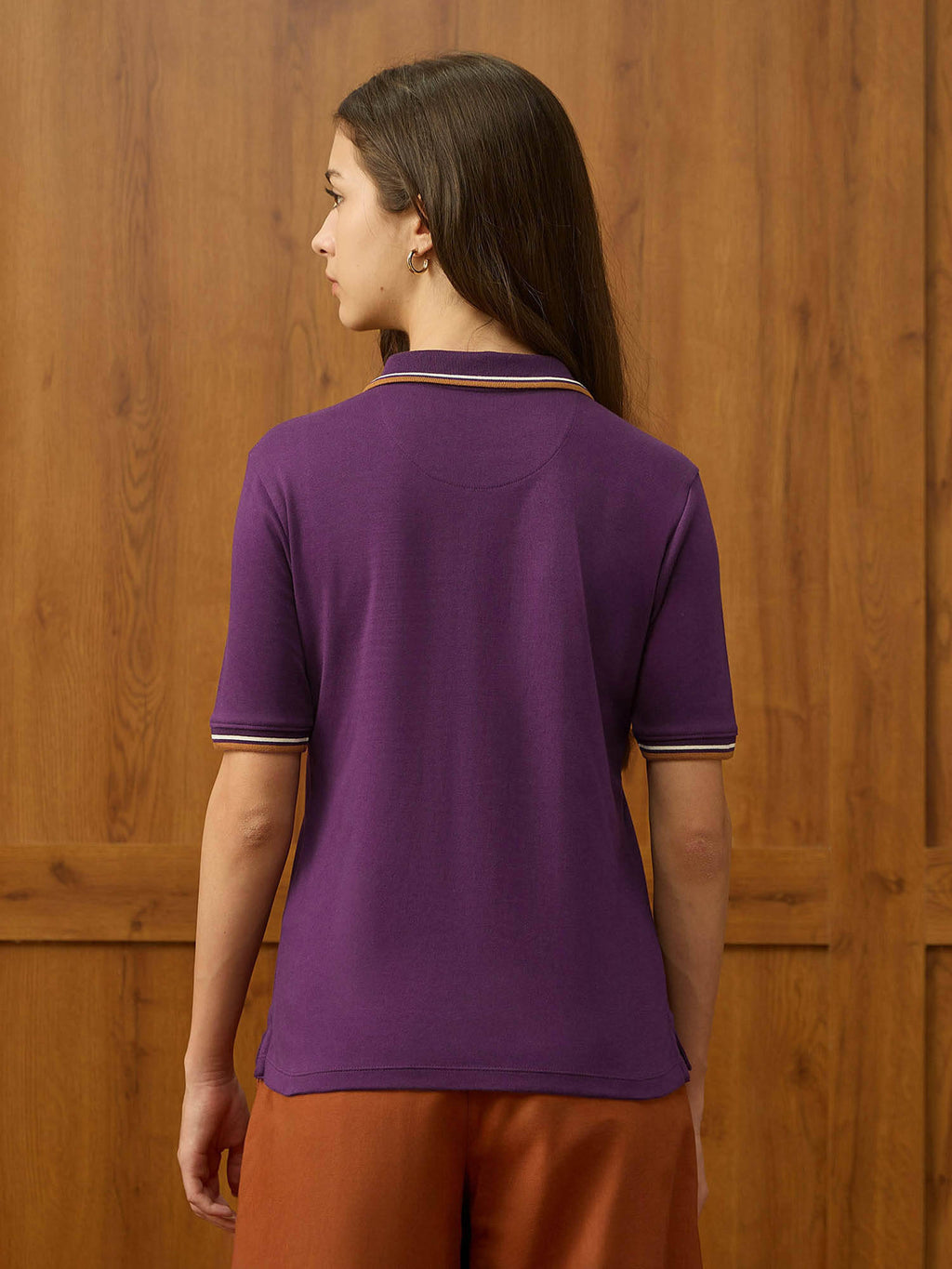 Purple Solid Regular Fit Polo T-Shirt | PW43 - view 5