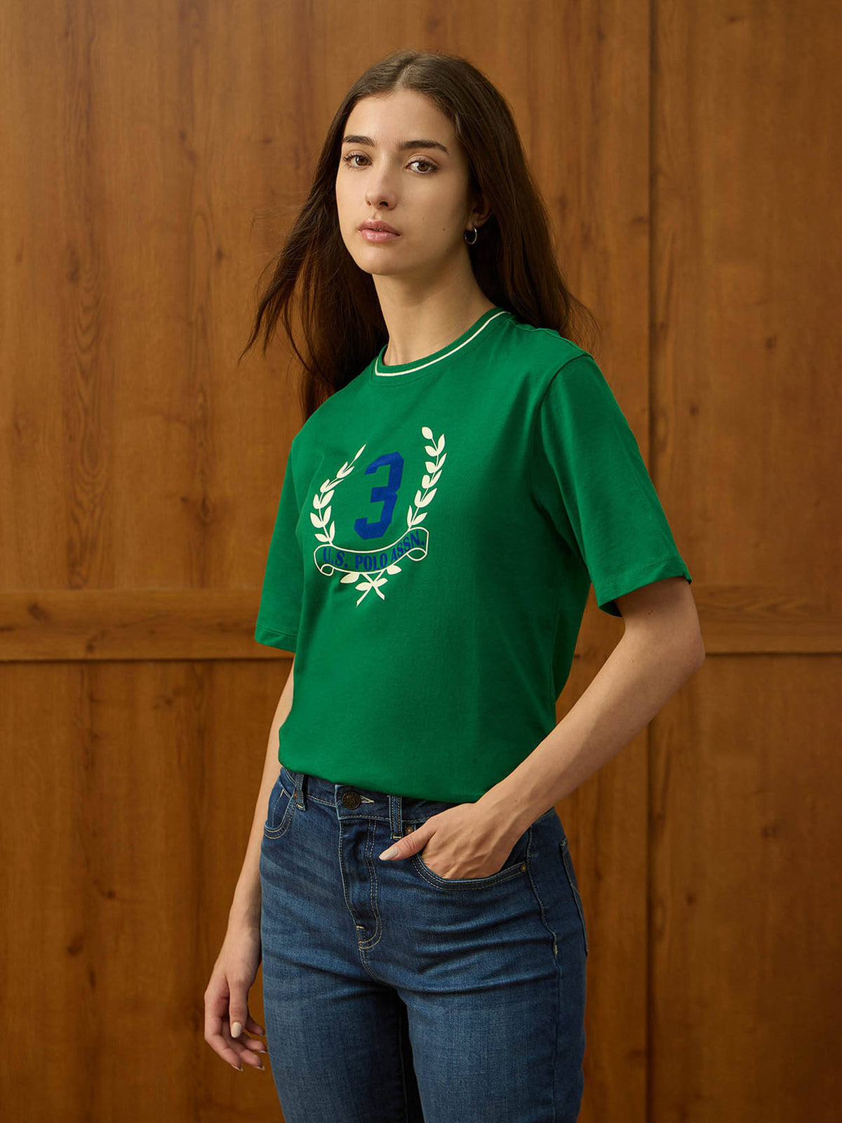 Green Printed Boxy Fit T-Shirt | U89 - view 4