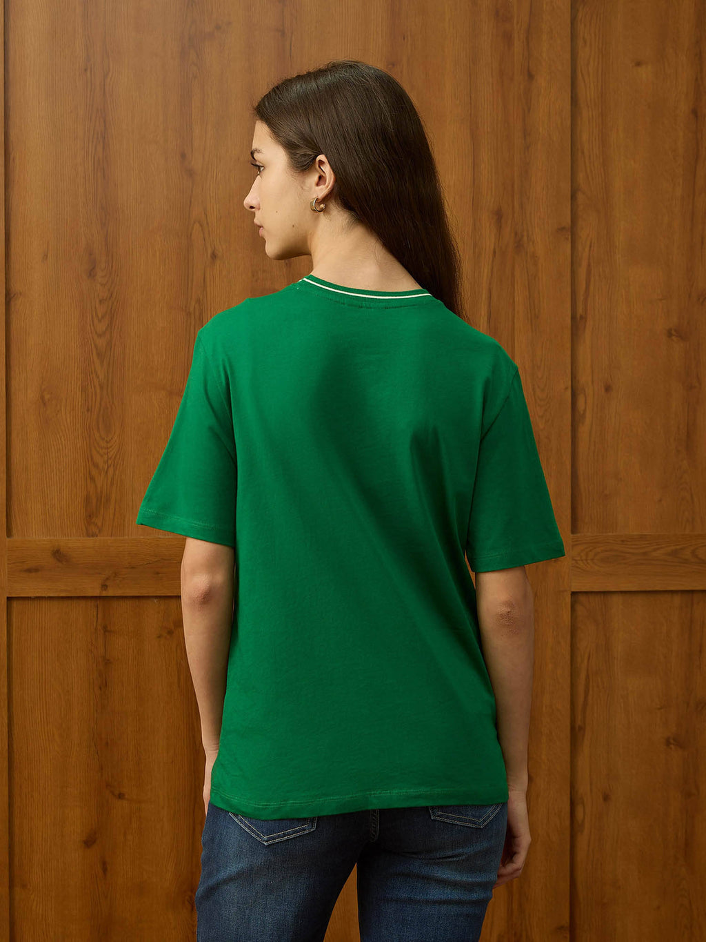 Green Printed Boxy Fit T-Shirt | TS56 - view 5