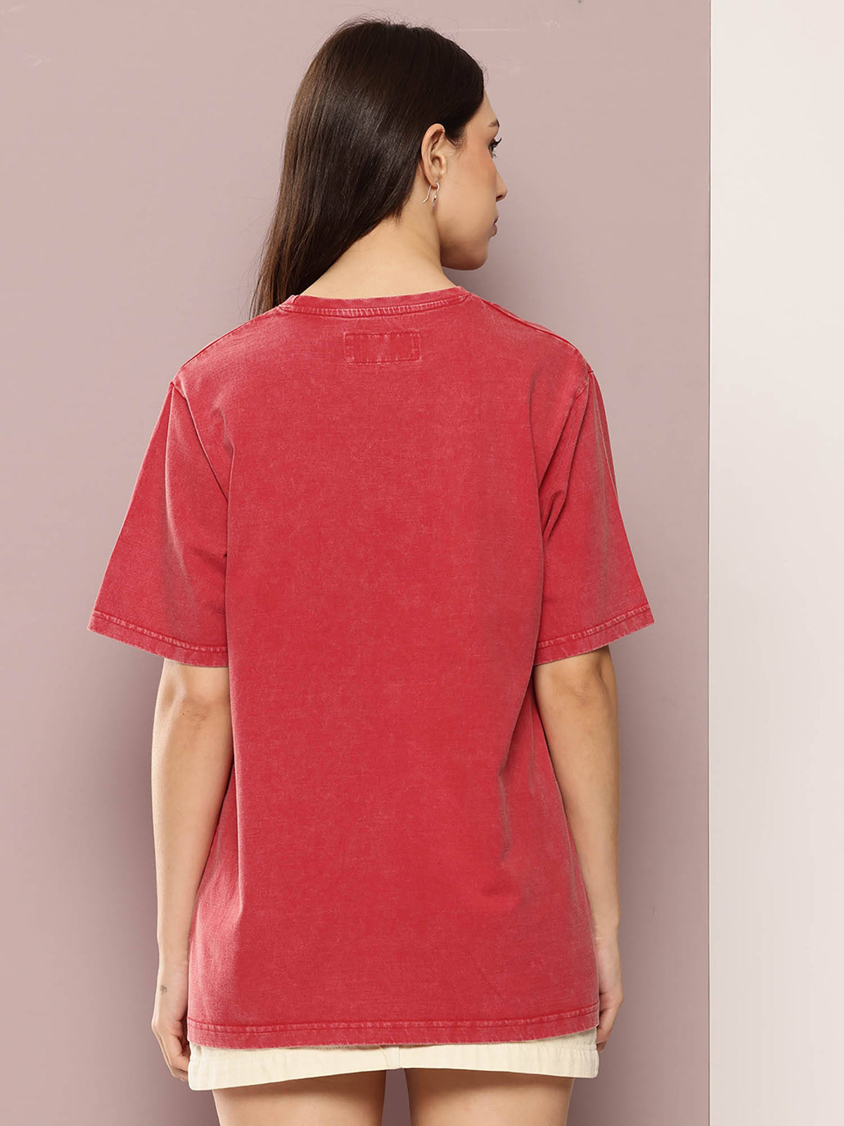Red Printed Oversized Fit T-Shirt | TS56 - view 4