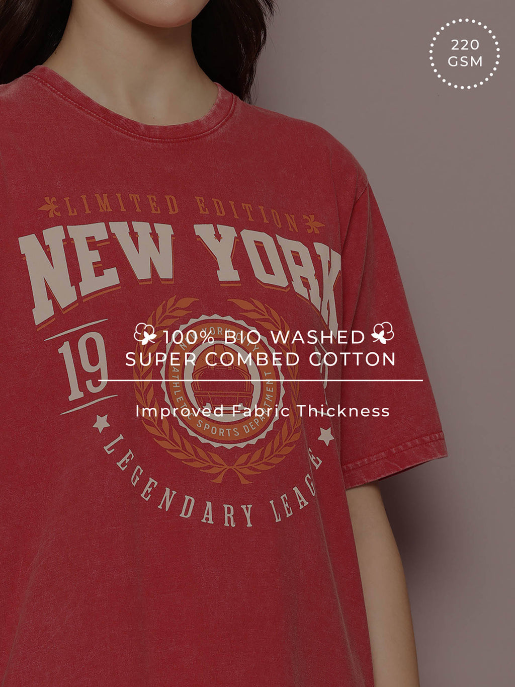 Red Printed Oversized Fit T-Shirt | TS56 - view 6