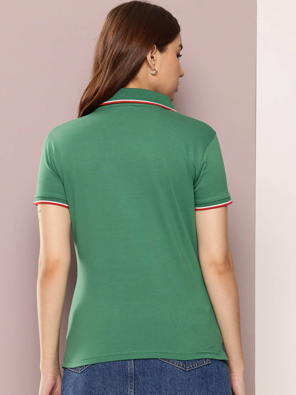 Green Embroidered Regular Fit Polo T-Shirt | PW43 - view 4