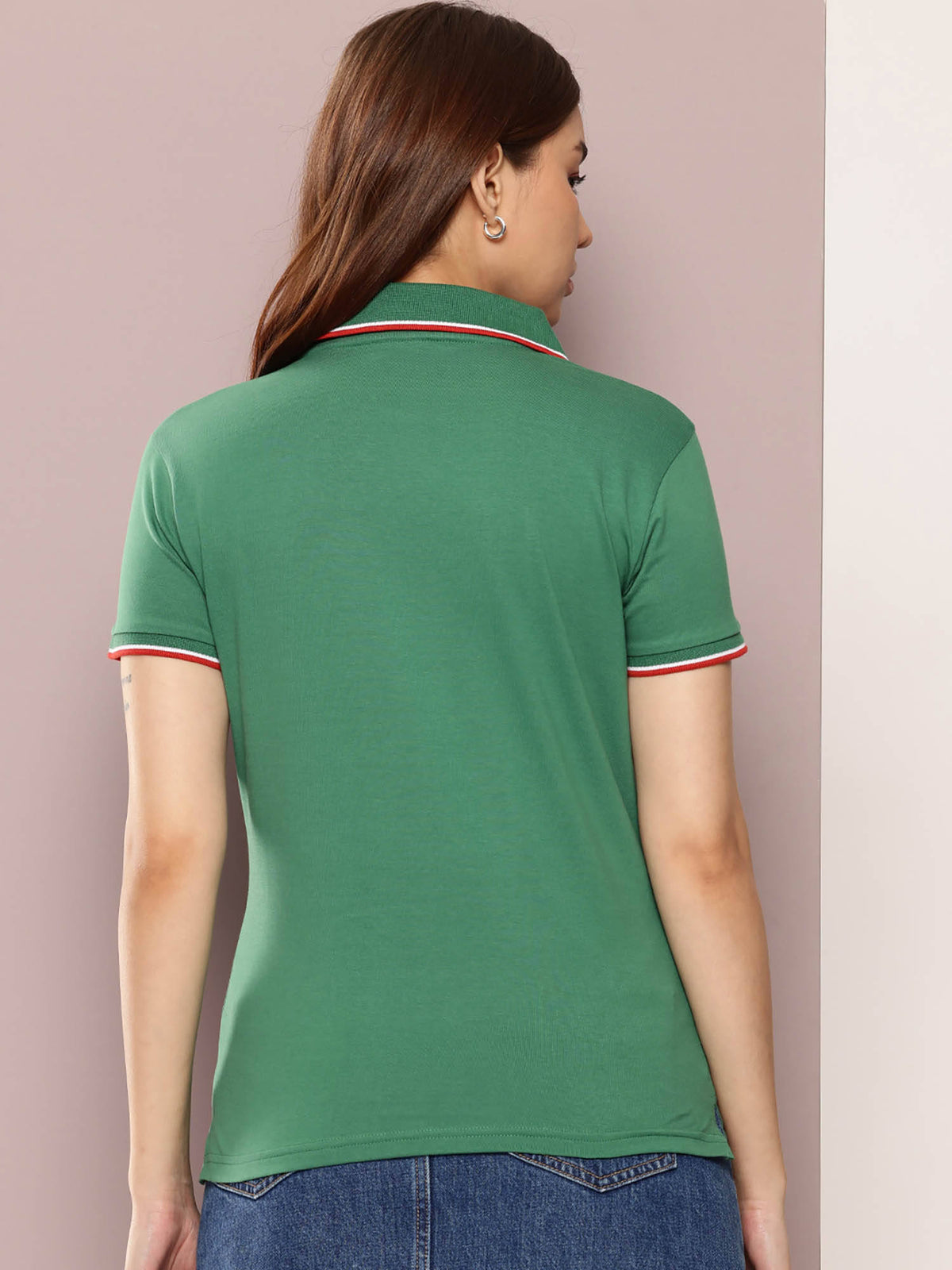 Green Embroidered Regular Fit Polo T-Shirt | PW43 - view 4