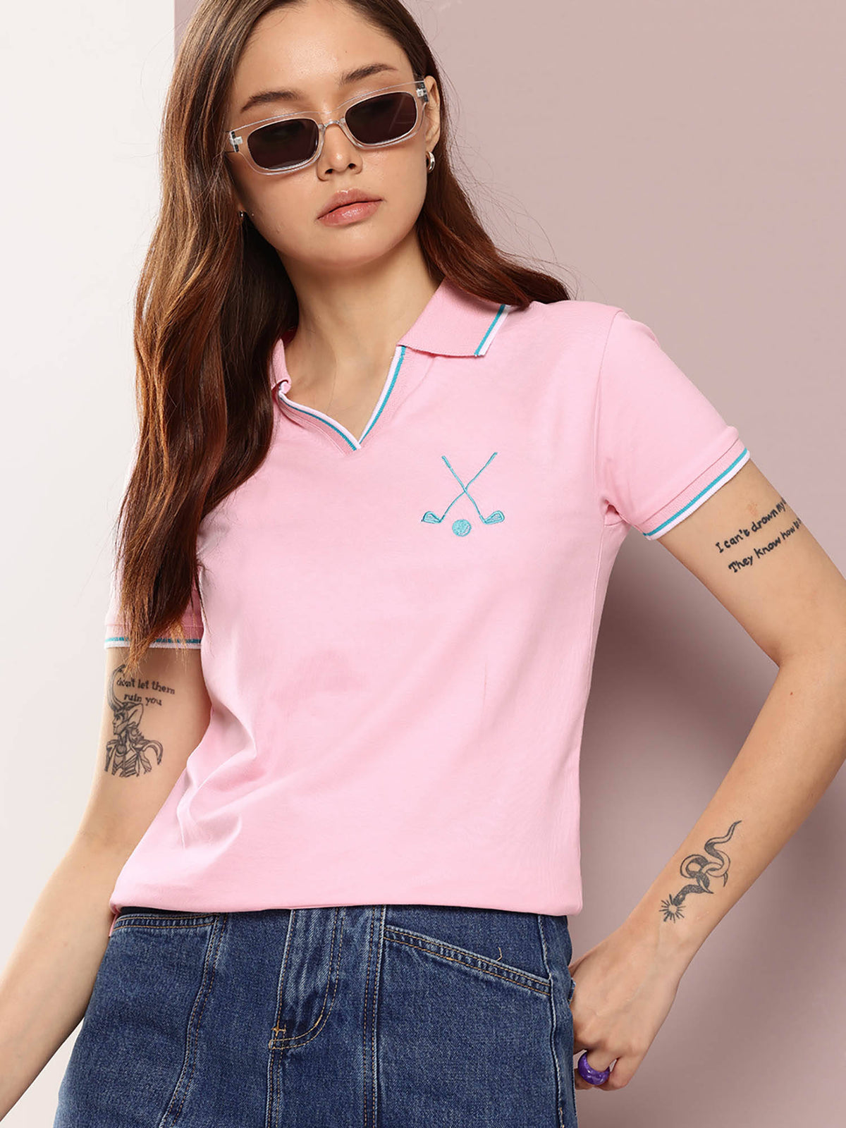 Green Embroidered Regular Fit Polo T-Shirt | PW43 - view 7